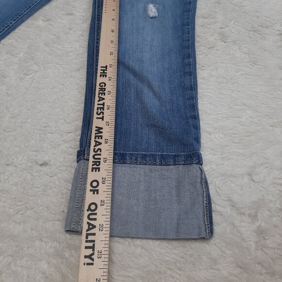 Candie's Women's Blue Low Rise Distressed Cuffed Denim Jeans Size 1 - Picture 7 of 8